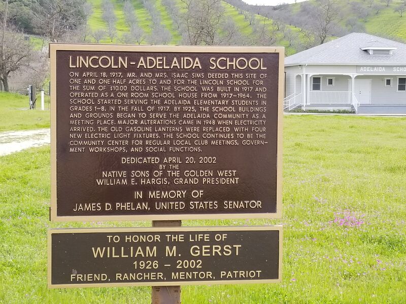 Lincoln-Adelaida School plaque and to honor the life of William Gerst